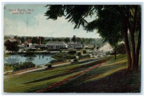 1911 John Ball Park Pond Swan Scene Grand Rapids Michigan MI Posted Postcard