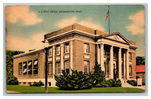 Vintage 1930's Postcard Flag Over US Post Office Building Wilmington Ohio