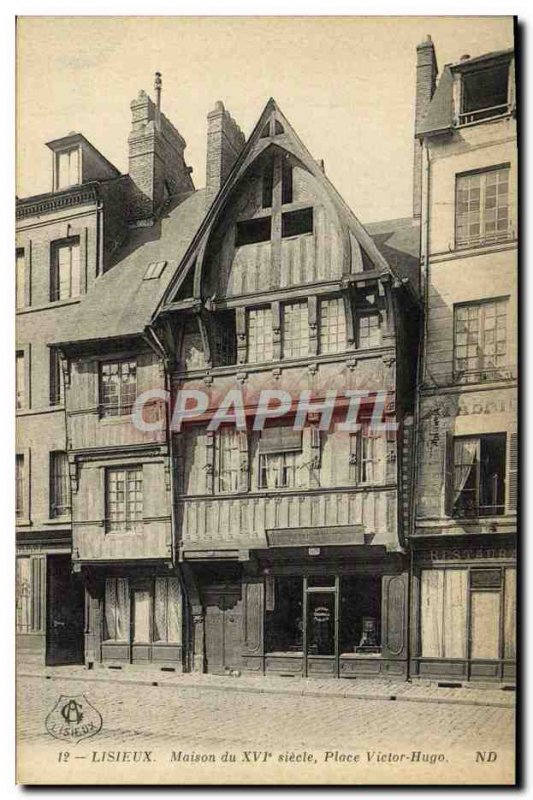 Old Postcard Lisieux Old houses Place Victor Hugo