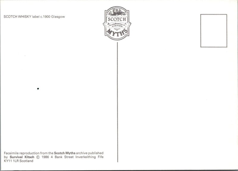 Advertising Postcard - Alcohol, Drink, Scotch Whiskey, Glasgow 1900 Ref.RR16749