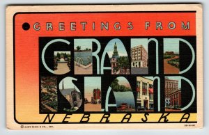 Greetings From Grand Island Nebraska Postcard Large Big Letter Curt Teich 1949