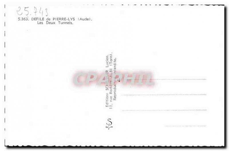 Postcard Old Defile Pierre Lys Aude The Two Tunnels