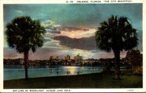 Florida Orlando Skyline By Moonlight 1928 Curteich