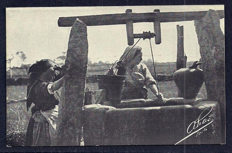 Ladies Drawing Well Water Tinto Portugal RPPC unused c1920's