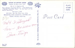 Show Low AZ Arizona Round Up Motor Lodge c1950-60s Vintage Postcard