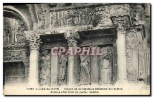 Old Postcard Saint Gilles Du Gard Facade Statues of the Basilica Abbey right ...