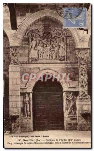 Old Postcard Souillac Portico Of The Church