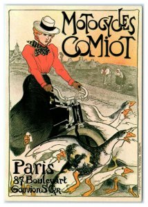 Repro Woman Riding MOTOCYCLES COMIOT Motorcycle Steinlen 1983 -  4x6 Postcard