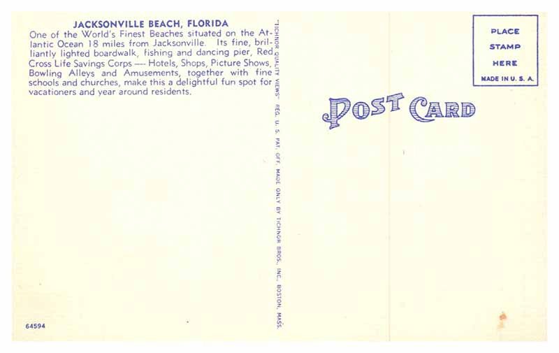 Postcard BEACH SCENE Jacksonville Florida FL AQ6186