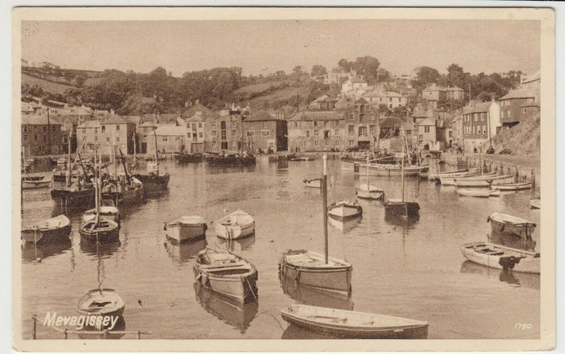 Cornwall; Mevagissey, Boats In Harbour PPC 1950, To Miss Westaway, Bounds Green 