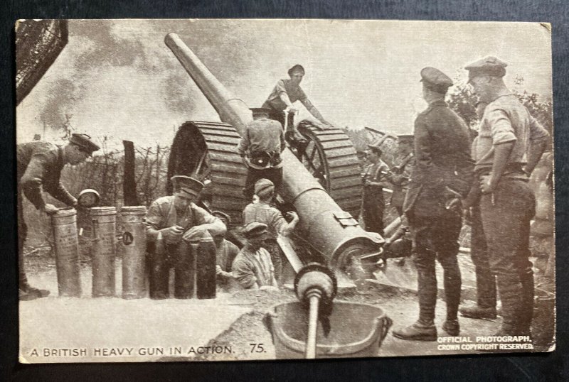 Mint England Real Picture Postcard RPPC British Heavy Gun In Action B