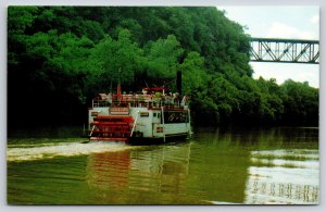 Pleasant Hill KY~Shaker Village~Dixie Bell Paddlewheel Riverboat~Bridge~1950s PC