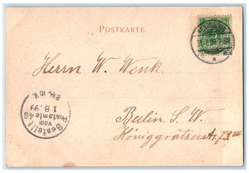 1899 Drebrucke I Rendsburg Germany Sailing Ship Landing Antique Posted Postcard