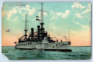1909 USS Kearsarge US Navy Battleship Gloucester Massachusetts MA Postcard