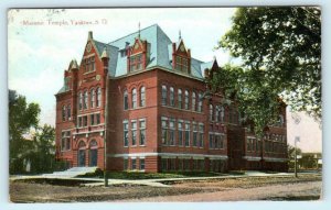 YANKTON, South Dakota SD ~ MASONIC TEMPLE 1910 Fraternal Postcard