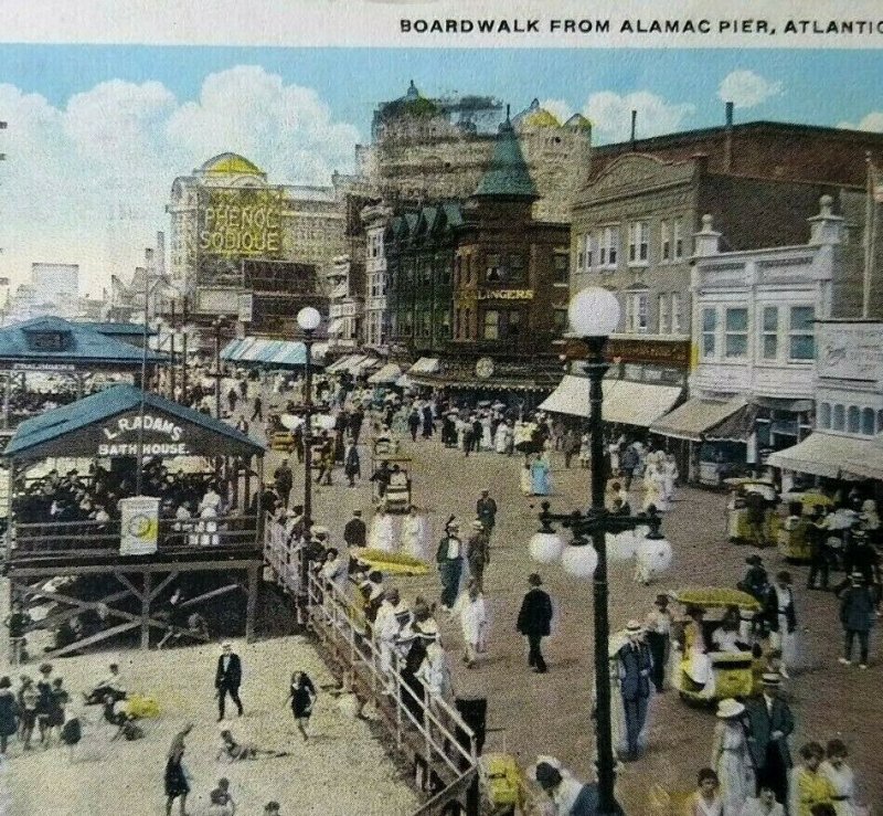 Atlantic City Postcard Boardwalk Alamac Pier New Jersey 1924 James Taffy Robbins