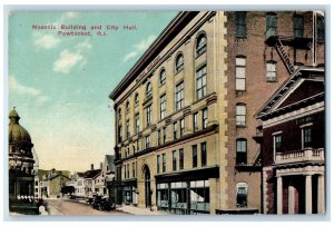 1911 Masonic Building And City Hall Exterior View Pawtucket RI Unposted Postcard 