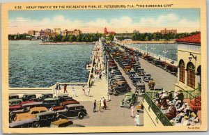 postcard St. Petersburg, Florida - Heavy Traffic on the Recreation Pier
