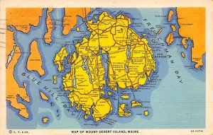 Map of Mount Desert Island Maine, USA 1937 postal marking on front