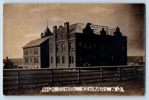 Kenmare North Dakota ND Postcard RPPC Photo High School Building c1910's Antique