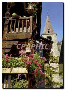 Postcard Modern Balcony has flourished Valais Evolene