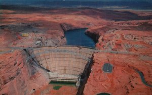 Vintage Postcard Glen Canyon Dam From A Helicopter Hydroelectric Power Plant AZ