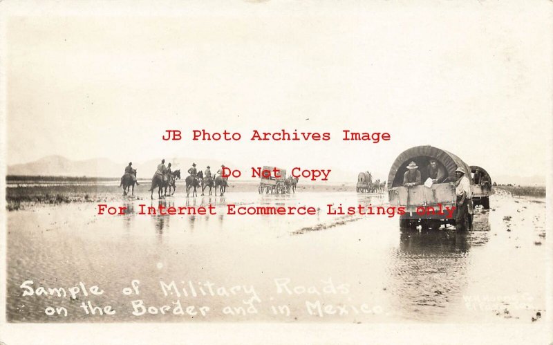 Mexico Border War, RPPC, US Army Trucks on Military Roads along the Border