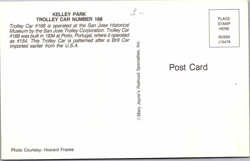 Postcard TRAIN SCENE San Jose California CA AK9502