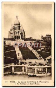 Old Postcard Paris Le Square Saint Pierre De Montmartre And The Basilica Of T...