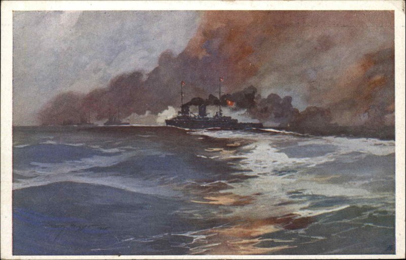 Turkish and Austrian War Ships Battleships c1910 Vintage Postcard 