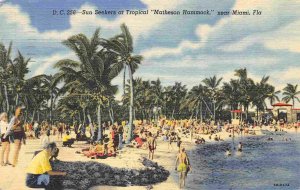 Bathing Beach Matheson Hammock Miami Florida 1952 linen postcard