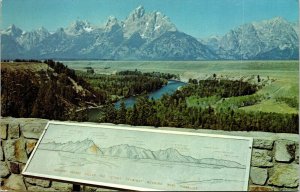 Grand Teton Range Mountains Snake River Overlook Wyoming WY Postcard VTG UNP 
