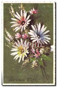 Old Postcard Bonne Fete flowers