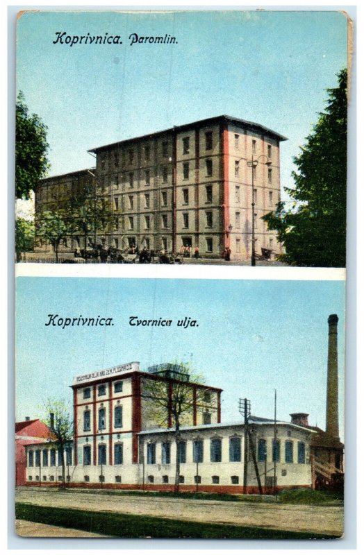 c1910 Koprivnica Paromlin Tvornica Ulja Croatia Multiview Posted Postcard