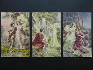 3x ROMANCE & LOVE Le Martin (Morning) Le Soir (Evening) Old Postcards by A Noyer