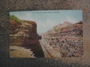 WILKINS WY WYOMING SHALE CUT TRAIN & RR TRACK c1905 PC