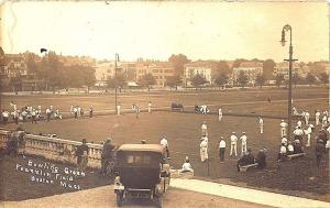 Boston MA Bowling Green Franklin Field Sports Old Car RPPC Postcard