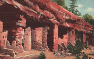 Vintage Postcard Ancient Cliff Dwellings In Phantom Canon Manitou Colorado CO