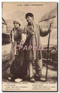 Old Postcard The Auvergne Couple Folklore Costume