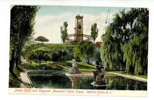 RI - Central Falls. Jenks Park, Cogswell Memorial Clock Tower ca 1906  (glitter)