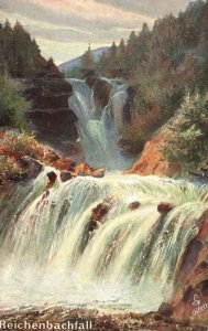 Vintage Postcard Reichenbachfall Wasserfalle Waterfall Schattenhalb Switzerland