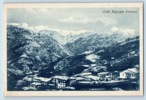 Piedmont Italy Postcard Angrogna Valley In Winter c1920's Unposted Antique