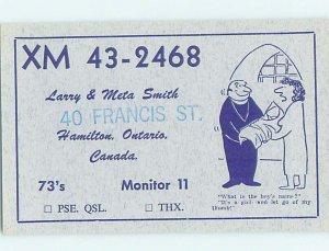 Pre-1980 RADIO CARD - CB HAM OR QSL Hamilton Ontario ON AH2052