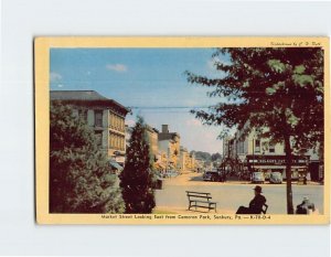 Postcard Market Street Looking East from Cameron Park Sunbury Pennsylvania USA