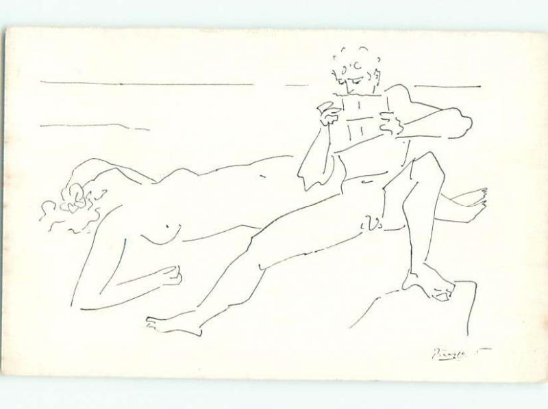 1939 Risque postcard NUDE FIGURES ON BEACH BY PABLO PICASSO AB7056