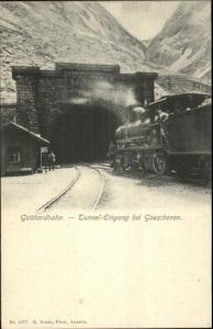 Switzerland RR Train Gotthardbahn Tunnel Eingang bei Goeschenen Postcard