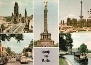 Vintage Postcard Multi View Famous Landmark Places Gruss Aus Berlin Germany