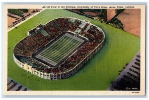 c1940 Aerial View Stadium University Notre Dame Indiana Vintage Antique Postcard