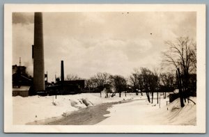 Postcard RPPC c1915 Batavia NY Winter Scene Tonawanda Creek Power Station