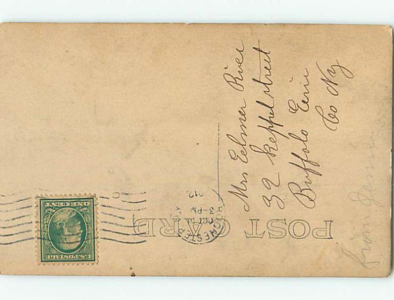 1912 rppc GRANDMA PUTS BABY ON DONKEY Postmarked Rochester New York NY HM2747